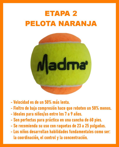 Caja 3 Pelotas De Tenis Madma Baja Presión - Image 3