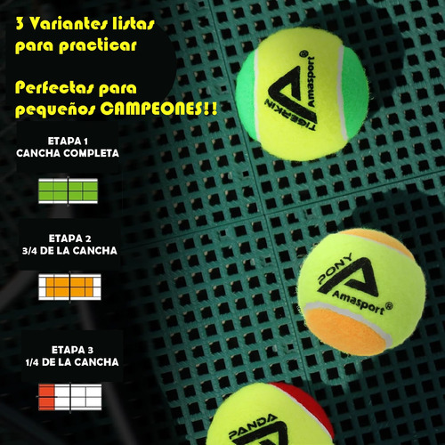 Caja 3 Pelotas Tenis Amasport Baja Presión Para Niños/as - Image 22
