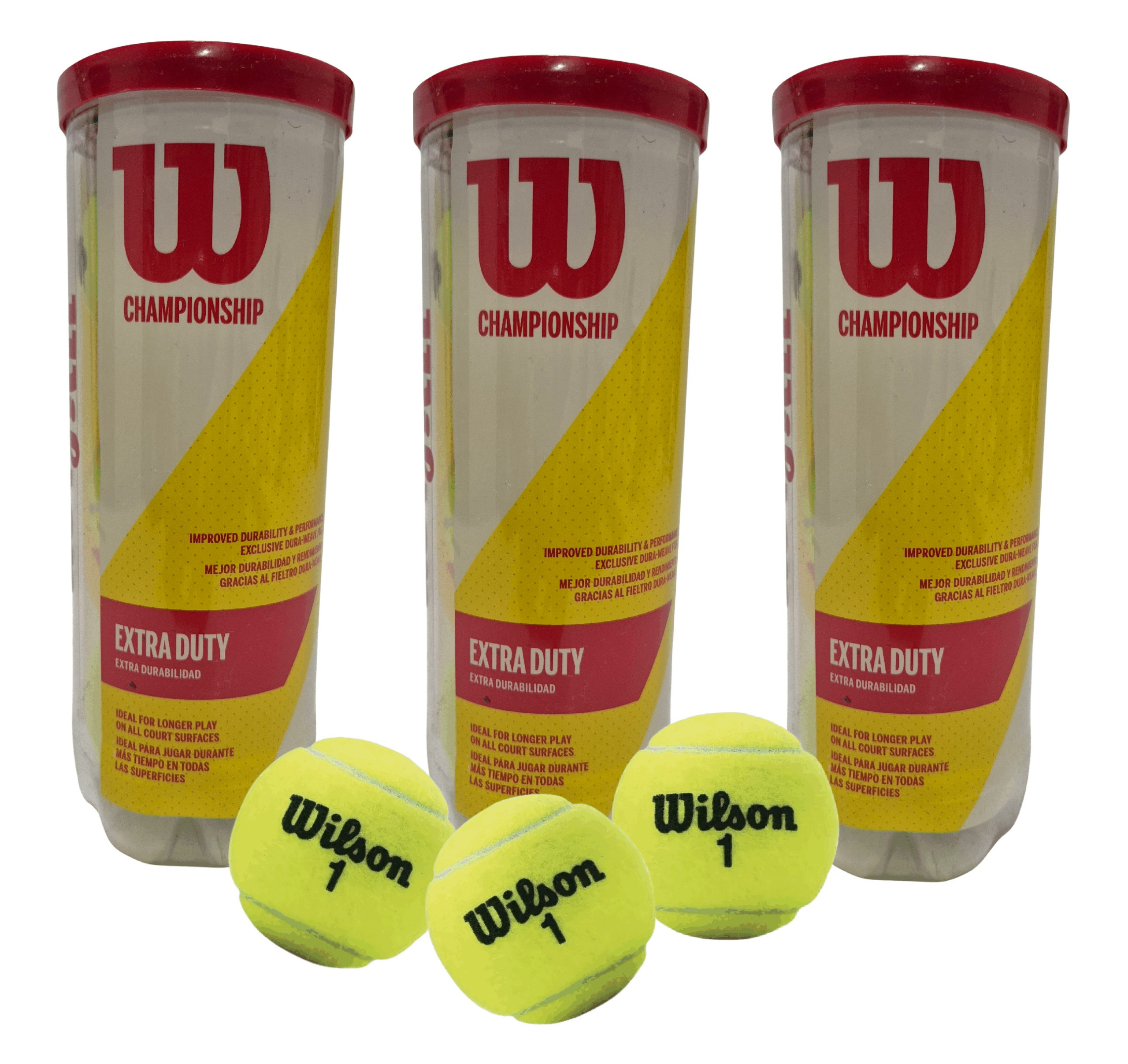 3 Tubos de 3 Pelotas de Tenis Wilson Championship Extra Duty